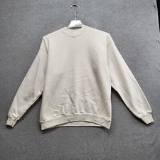 Hanes Men Sweatshirt XL Cream Blank Fleece Pullover READ