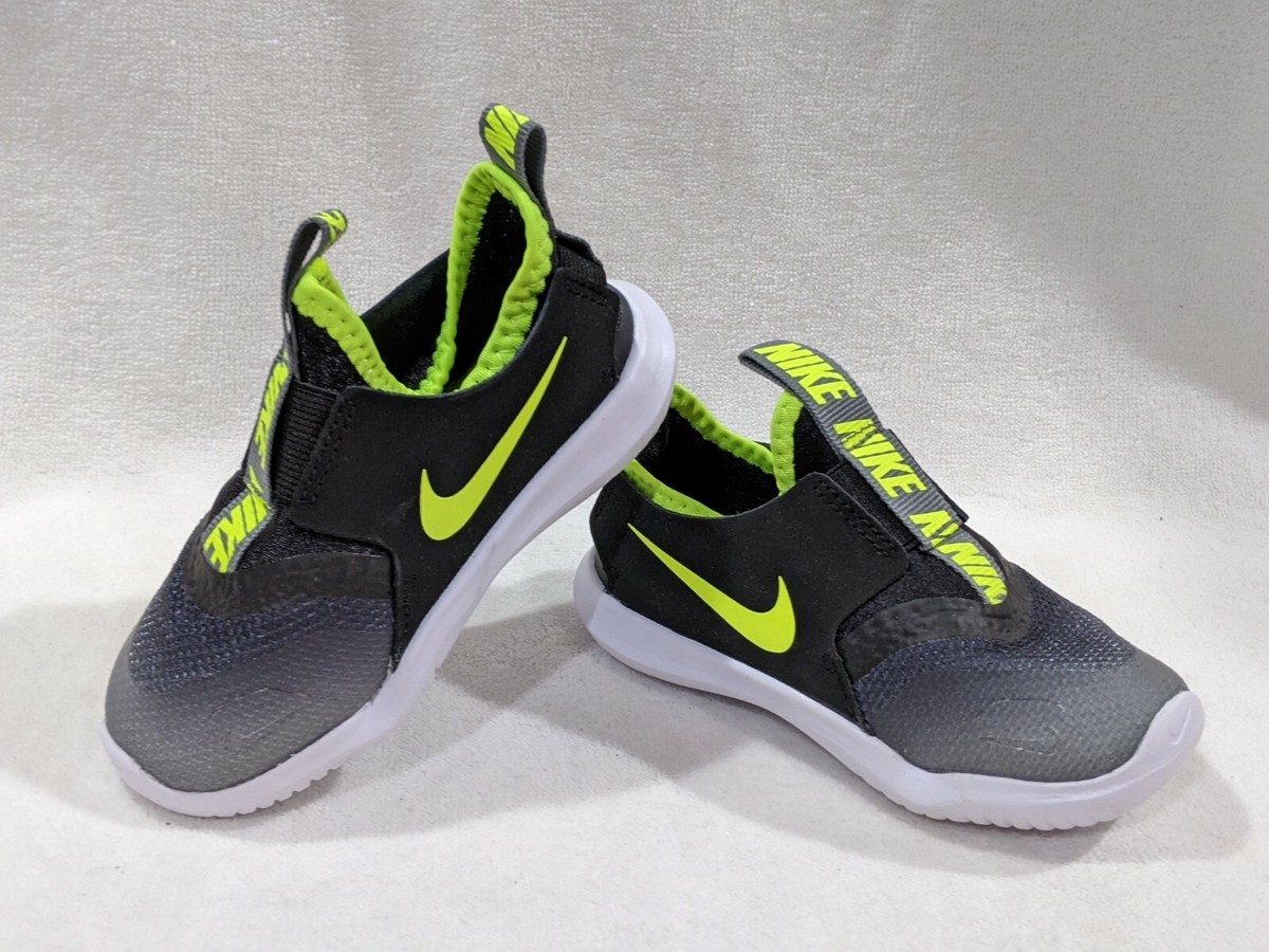 Nike Flex Runner (TD) Grey/Volt/Black Toddler Boy's Slip On Shoes