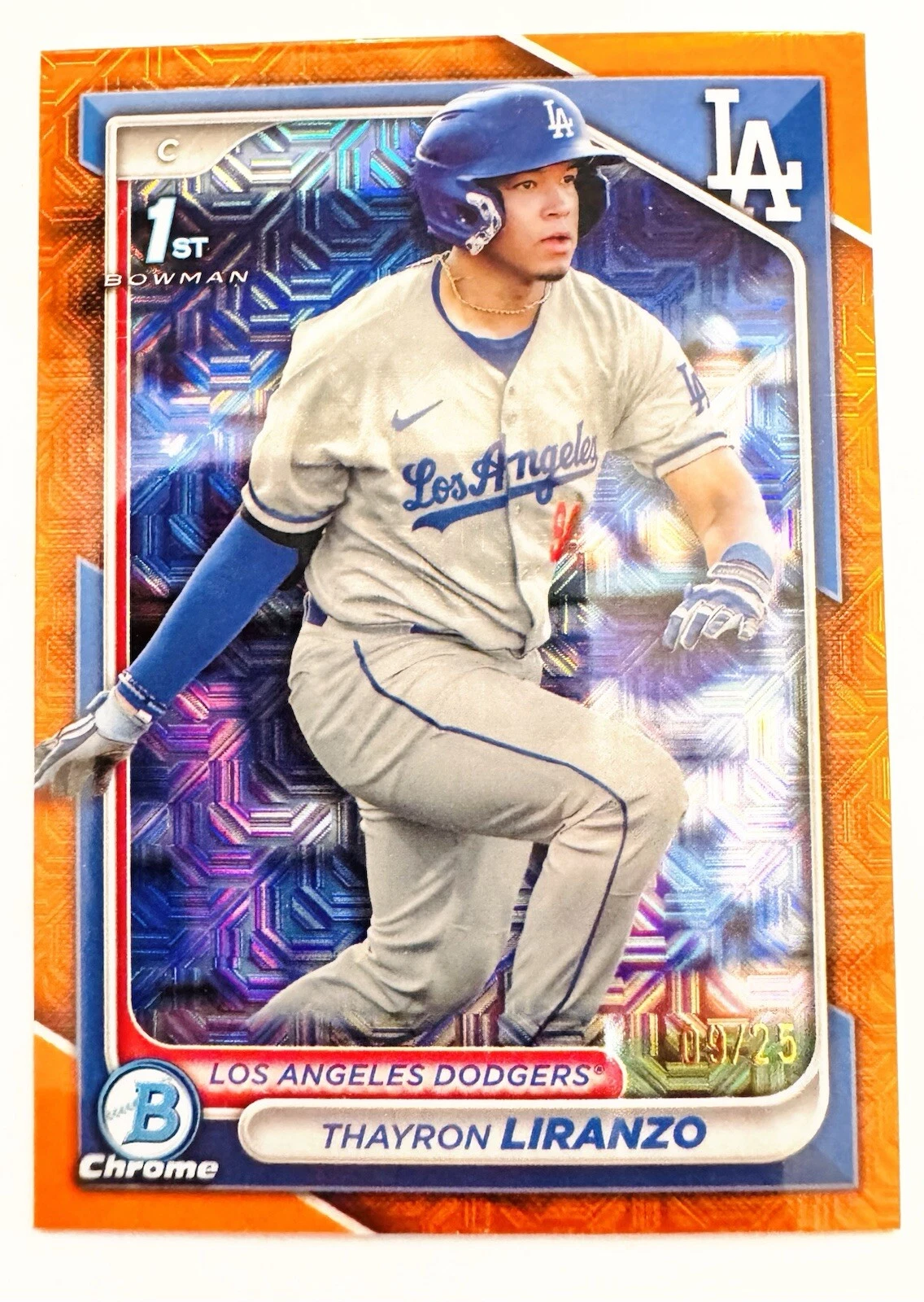 2024 Bowman 1st Chrome #BCP-182 Thayron Liranzo Orange Mojo Refractor #d 09/25