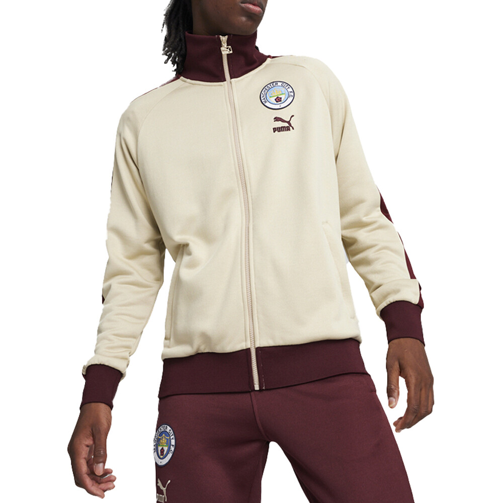 Спортивная куртка Puma Mcfc Ftblheritage T7 Мужская бежевая Повседневная спортивная верхняя одежда 7694