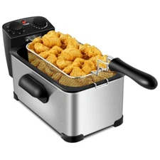 Costway 3.2 Qt Electric Deep Fryer 1700W Stainless Steel W/ Timer Frying Basket