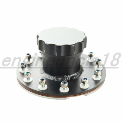  Billet Fuel Cell Fast Fill Filler Neck 12 Bolt Flange 6061-T6 Aluminum Black