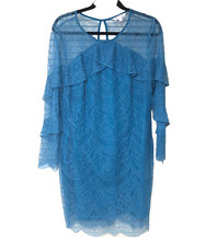 Nanette Lepore Womens 14 L XL Lace Dress  Event Lined Scallop Party Holiday