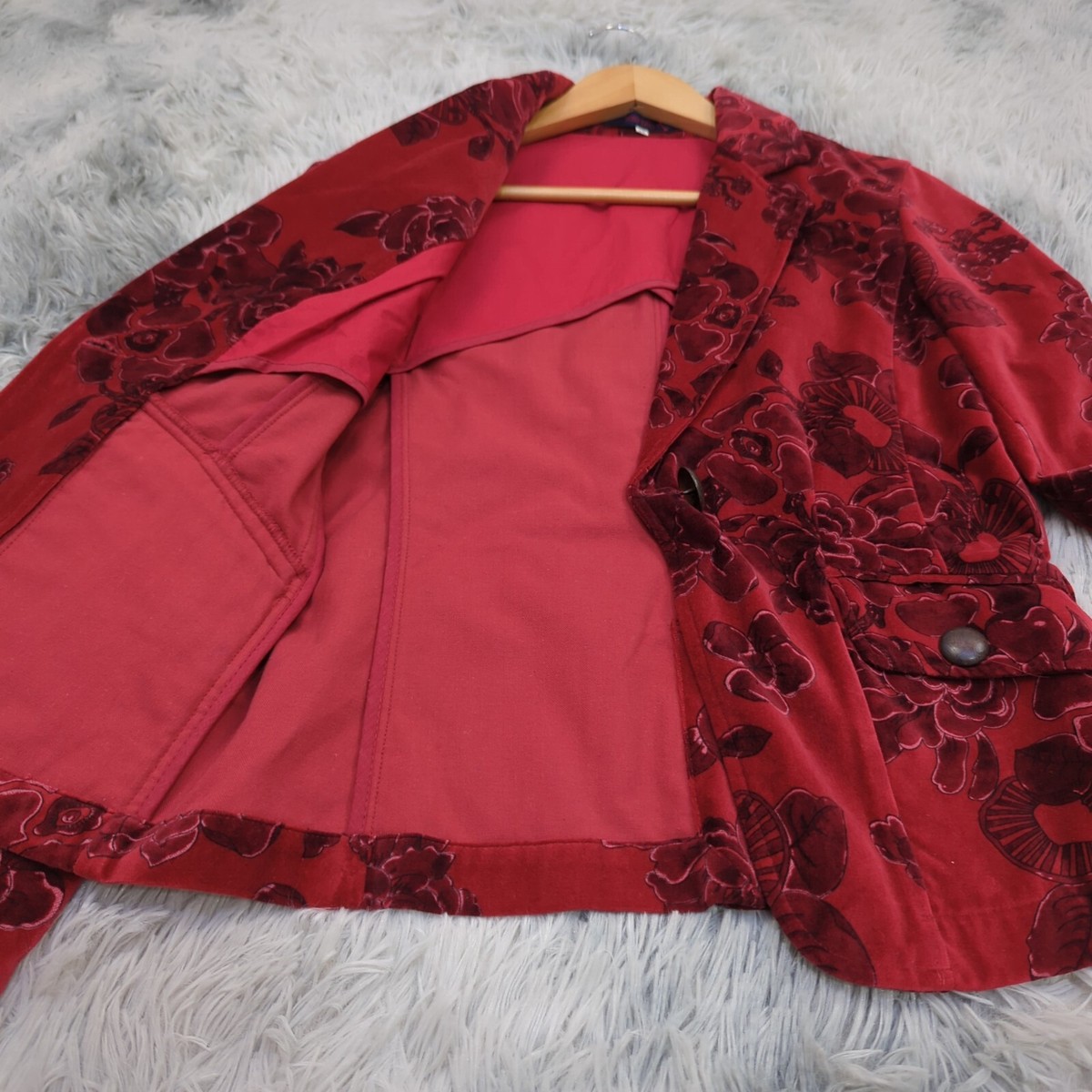 VTG Kenzo Jeans Velour Jacket Womens FR 38 Fits AU 8 Cherry VTG Kenzo Jeans Velour Jacket Womens FR 38 Fits AU 8 Cherry