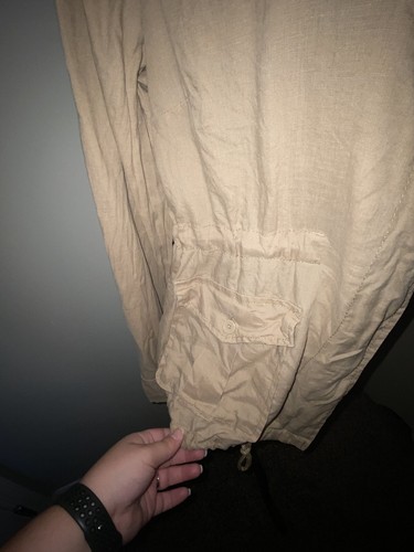 Calvin Klein Jeans Beige Tan 100% Linen Utility Jacket Women’s Size Large - Picture 3 of 10