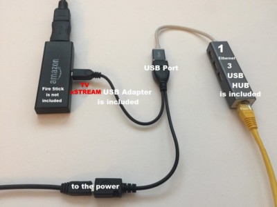 3 PORT USB HUB Ethernet Adapter & OTG CABLE compatible with Amazon Firesticks