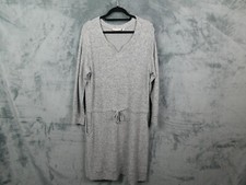 Soft Surroundings Dress Womens Medium Fleece Tie Waist Pockets Gray Drop Waist