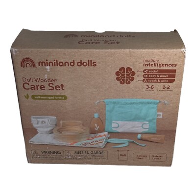 Miniland Dolls Wooden Care 5 Piece Set And Bag Doll ACCESSORIES ONLY NO DOLL