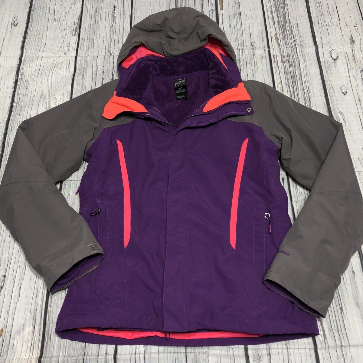 The North Face TNF Hyvent 3 In 1 Waterproof Purple Parka Coat