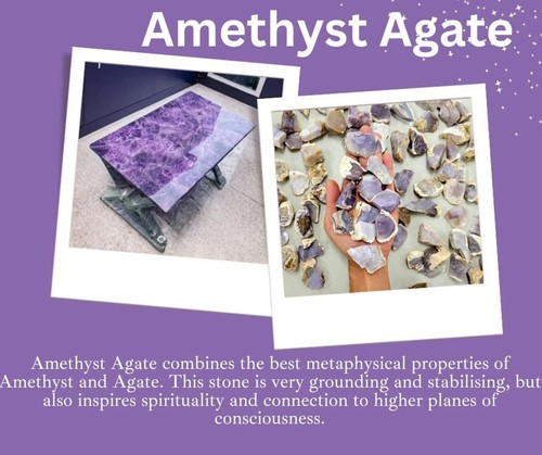 72" x 36" Amethyst Stones Center Table Top Natural Stones Home Furniture - Picture 6 of 9