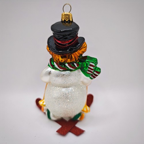 Pallina per albero di natale Pupazzo di neve sugli sci Vetro soffiato cm. 13*8 - Foto 4 di 4