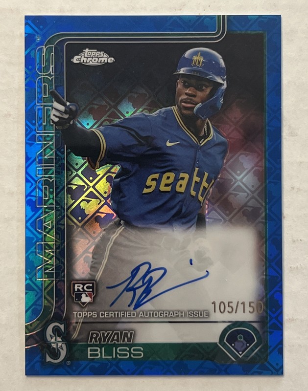 RYAN BLISS 2025 TOPPS CHROME ROOKIE LOGOFRACTOR BLUE RC AUTO /150