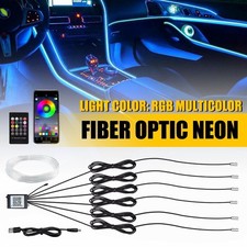 8M RGB LED Car Interior Fiber Optic Neon EL Wire Strip Atmosphere Light Kit APP