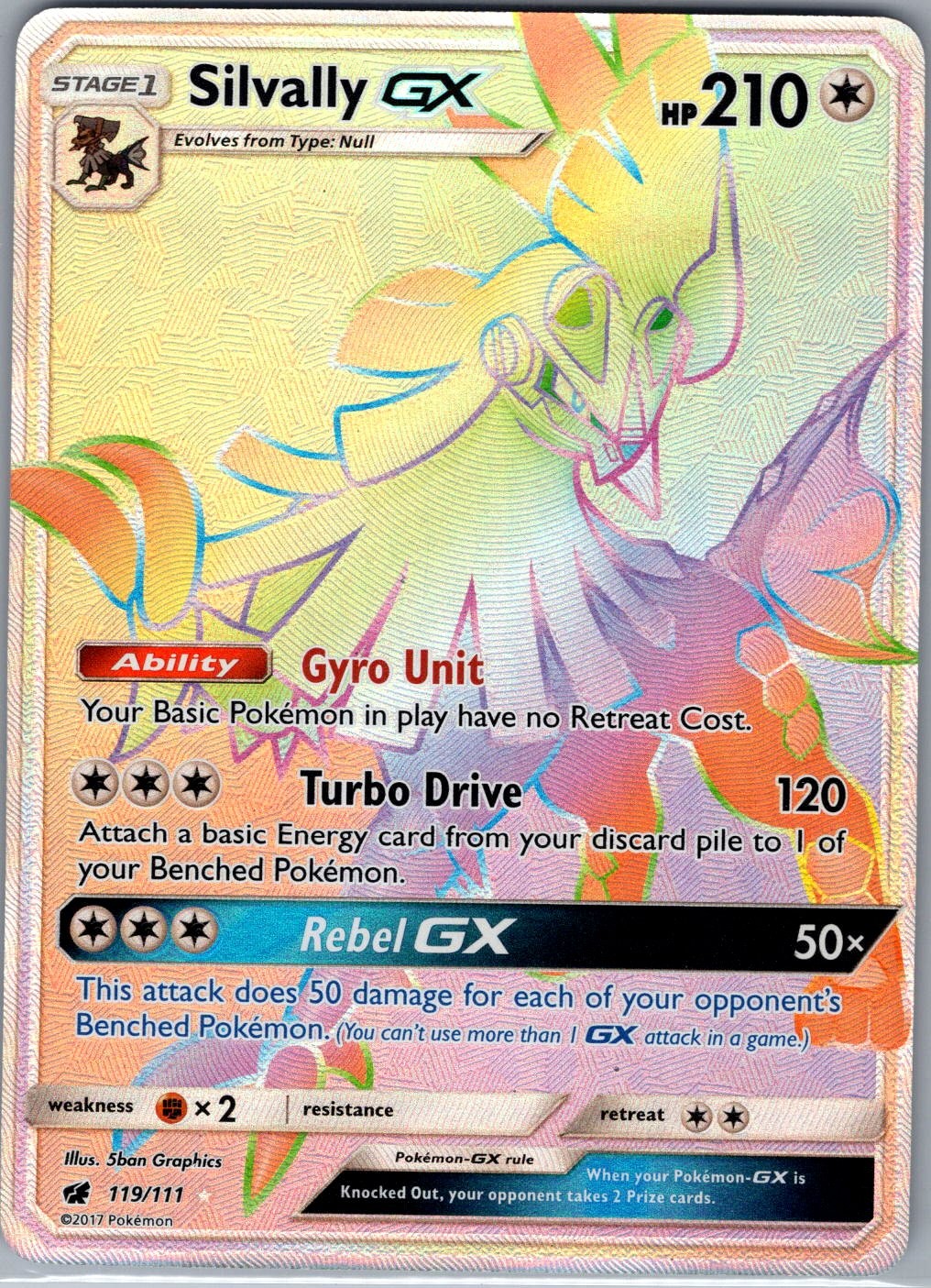 Silvally GX (Secret) 119/111 SM - Crimson Invasion - Pokemon Card - NM