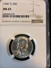1947-S Washington Quarter Dollar NGC MS65