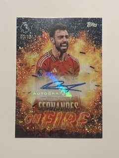 Bruno Fernandes Autographed Man Utd Topps Flagship On Fire Parallel 03/10