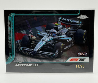 2025 Topps Chrome F1 Kimi Antonelli 75th Anniversary Black Refractor Car RC #/75