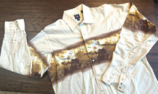 Panhandle Slim Vintage Western Pearl Snap Shirt Cowboy Graphic Men's L