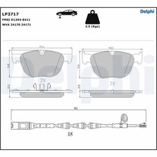 ? DELPHI BREMSBELAGSATZ SCHEIBENBREMSE VORNE 34112413068 NEU DE STOCK