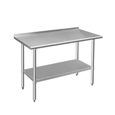 Stainless Steel Table for Prep & Work with Backsplash 24x48 Inches, NSF Metal...