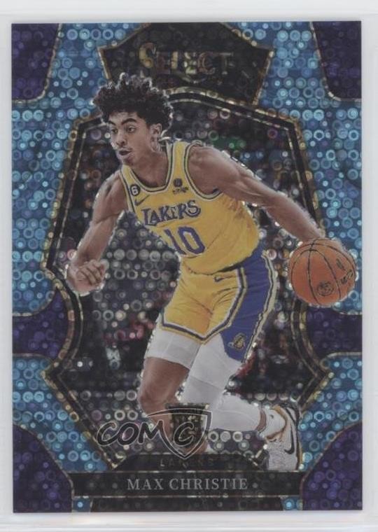 2022 Panini Select Premier Level Light Blue Disco Prizm 24/99 Max Christie 16p1