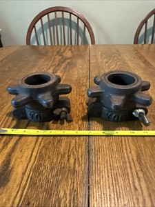 Vintage York Barbell 2” Olympic IRON Spin Lock Compression Collars  Set