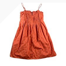 Madewell Pintuck Cami Dress Rust Orange Polka Dot Cotton Mini Womens Size 4