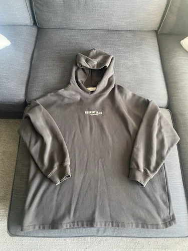 Felpa con cappuccio relaxed Fear Of God Essentials 'Iron': uomo large [AUTENTICA PULITA]