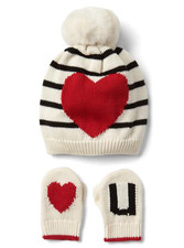 GAP BABY GIRL LOVE KNIT BEANIE MITTEN SET NWT 0-6M
