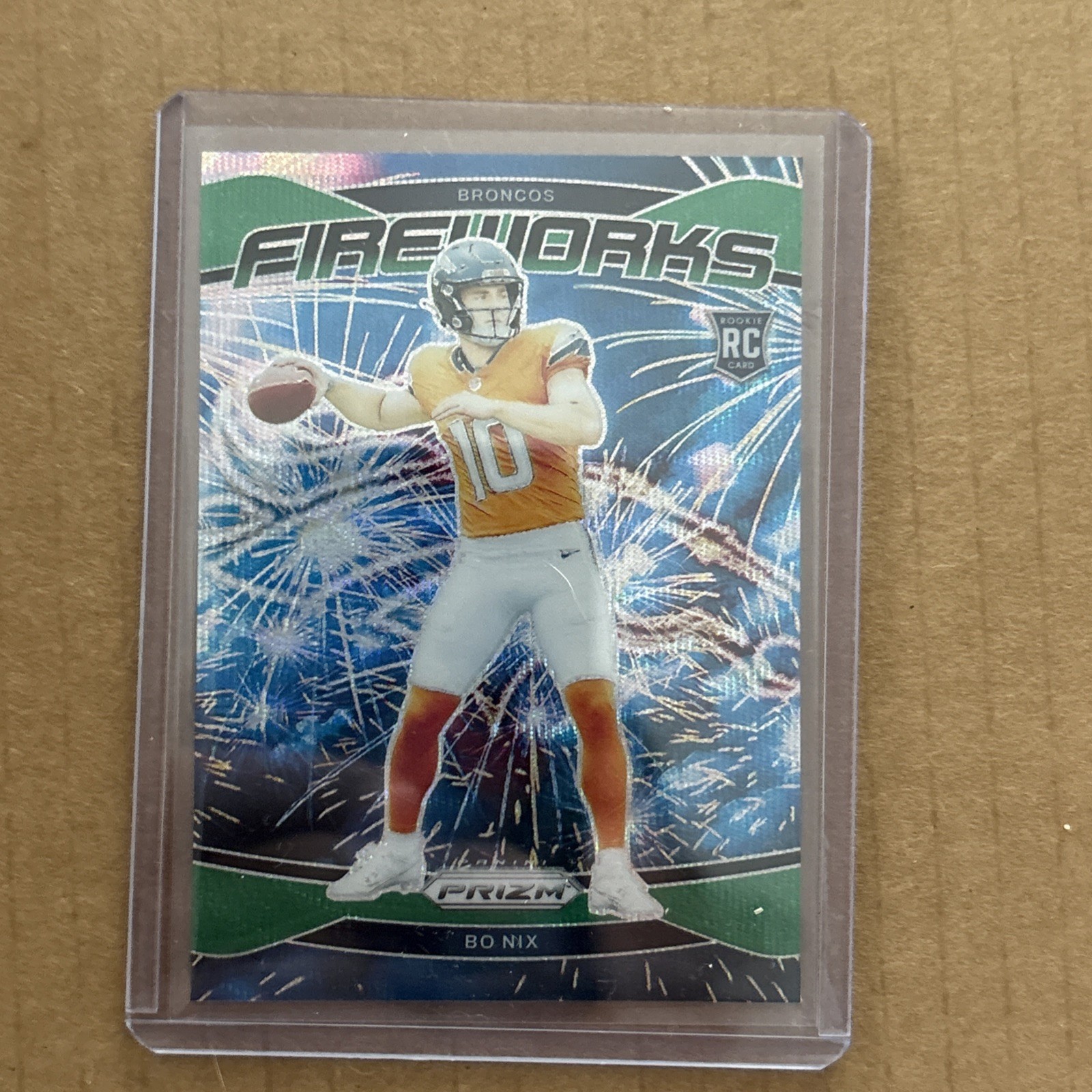2024 Panini Prizm - Fireworks Bo Nix #23 Green Wave Prizm (RC)