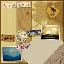 Alaska, travel scrapbook paper - Scrapbook Customs 14314