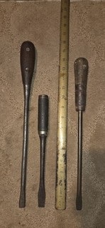 Vintage Screwdriver Lot Wood Handle Brass Cresent Jamestown Ny