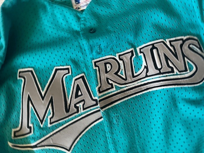 Vintage MLB Florida Marlins Majestic Jersey Sz XL Teal Mesh