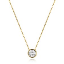 Collier Court Femme Or Blanc/Jaune 9 k/carat et Diamant 0.15 Carat - 41.9cm