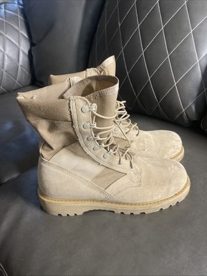 Rocky Combat Boots Mens 9R Beige Lace Up 789 USA Suede Outdoor Gear Army Boots