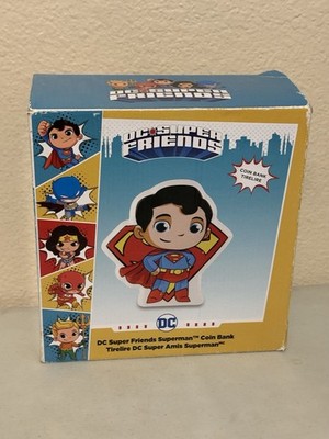 DC Super Friends Superman Coin Bank Enesco DC Comics Ceramic Piggy Bank NIB
