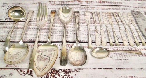 Set posate vintage nichel argento bordo rotolo art deco classico tradizionale 74 - Foto 18 di 19