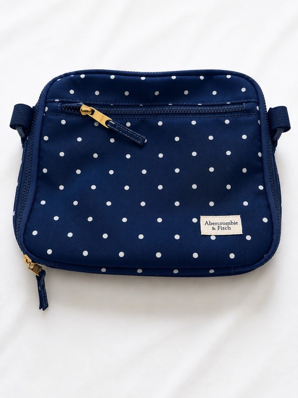 Abercrombie & Fitch Navy Polka Dot Insulated Lunch Bag