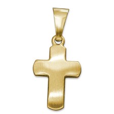 CLEVER SCHMUCK Goldene schlichtes Kreuz 12 mm matt gewölbt 925 Silber vergoldet