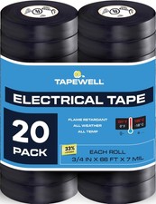 TAPEWELL Black Electric Tape, Professional Grade 3/4 inch x 66ft, PVC Electrical