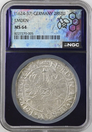 1624-37 GERMAN STATES EMDEN 28 STUBER 2/3 THALER NGC MS64