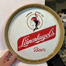 Gorgeous Original Leinenkugel’s Metal Beer Serving Tray, Chipewa Falls Wi.