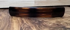 Vintage Barrette Metal Hair Clip 3.5  Curved Faux Tortoise Shell Brown Black