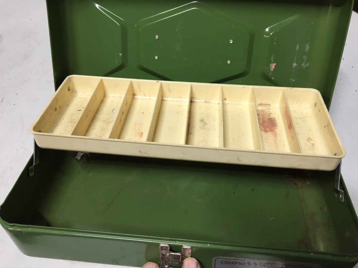 Vintage Metal 1960's Old Pal Woodstream Fish Handle Fishing Tackle Box |  eBay