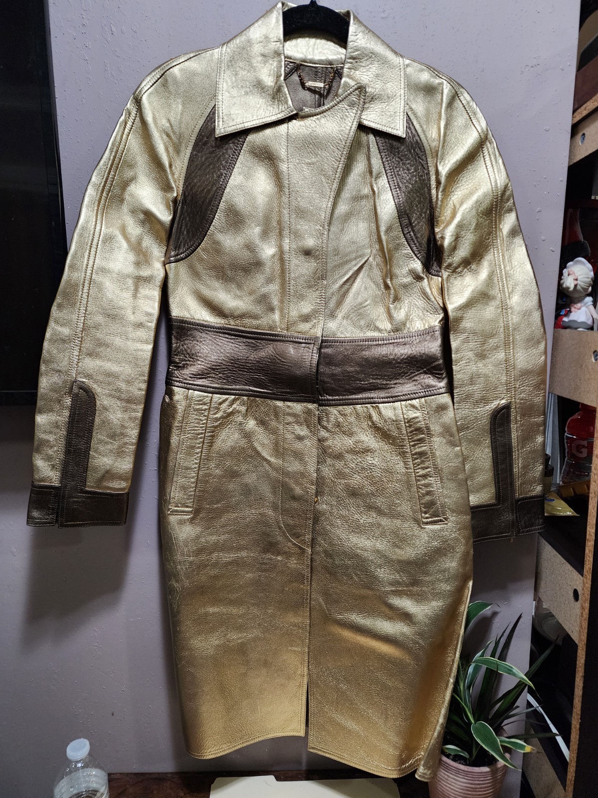 GUCCI Tom Ford Runway Metallic Gold Bronze Crop Leather Jacket RARE!! Size 30
