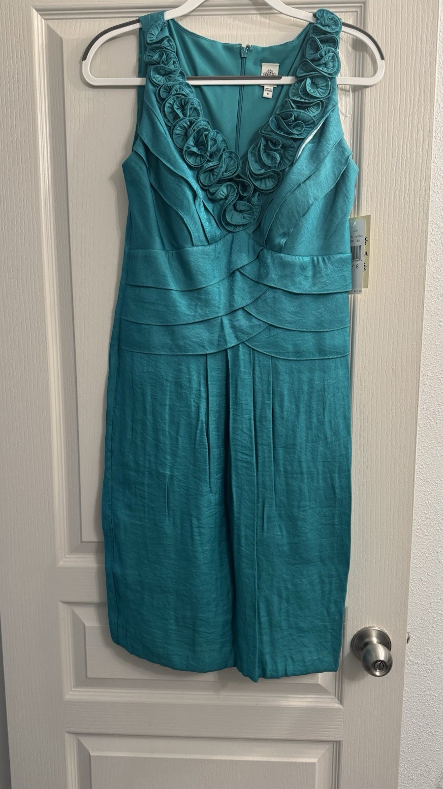 NWT Sangria Sheath Dress Womens 8 Green Sleeveless V-Neck Form Fit Holiday  | eBay
