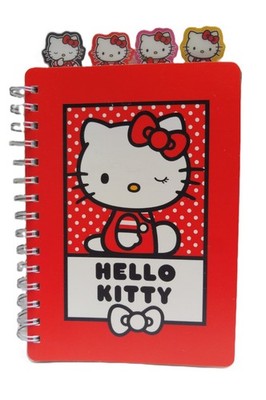 Notizbuch mit Ringbindung 100 Seiten liniert + 4 Registerkarten - HELLO KITTY