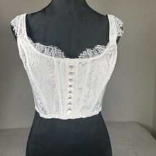 Victoria's Secret White Lace Boned Bustier Corset Lingerie Top S