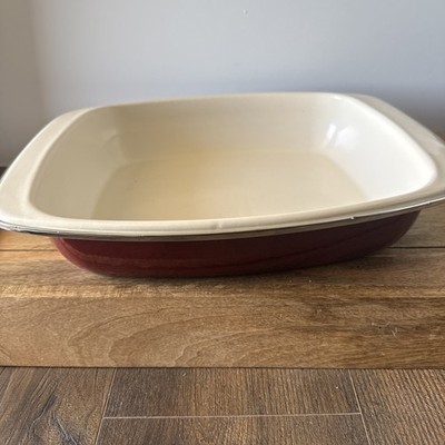 Paula Deen Enamel Lasagna Baking Pan Casserole Roaster Red Speckled