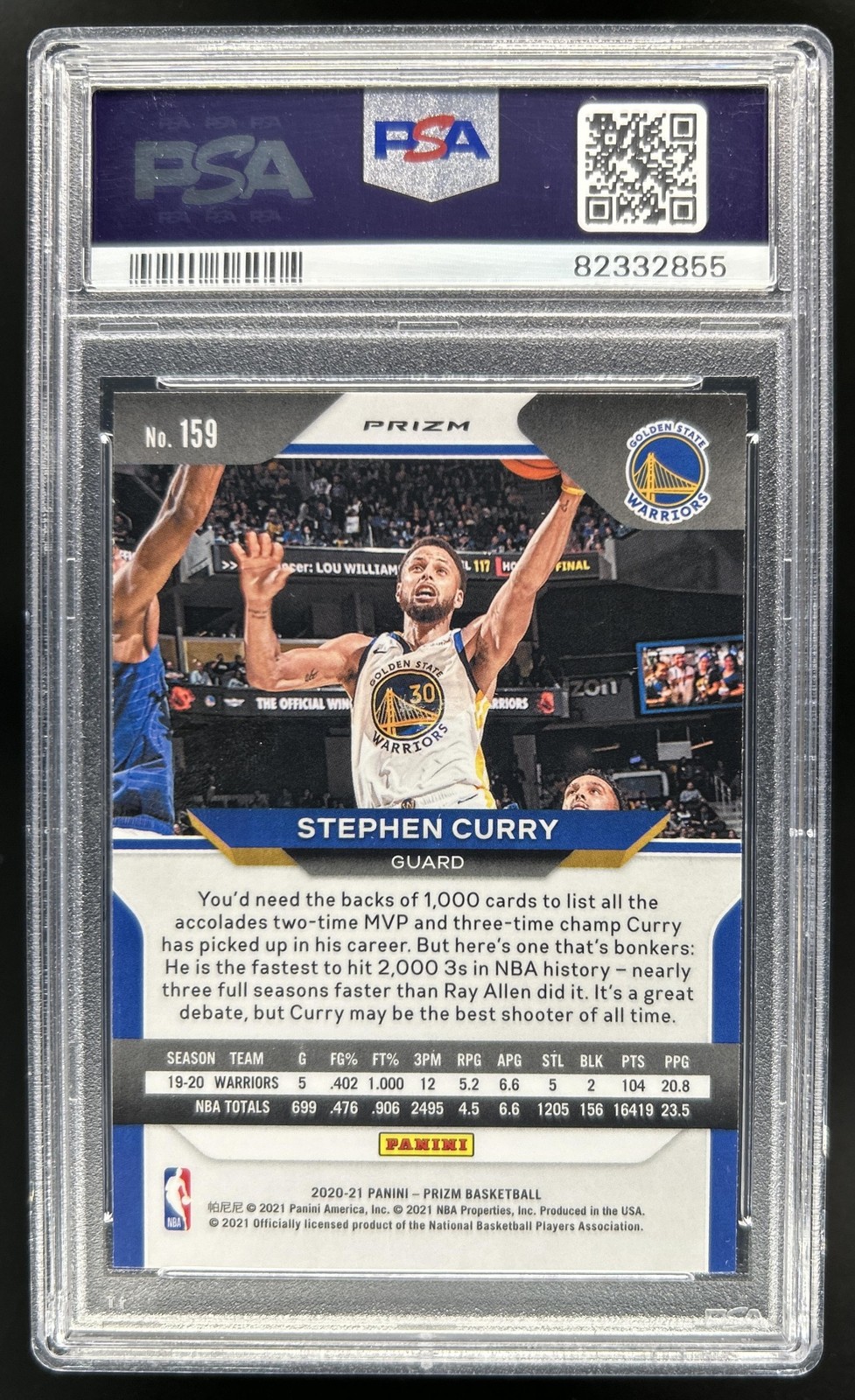 2020-21 Panini Prizm Stephen Curry Silver Prizm #159 Warriors PSA 10 GEM MINT view 2